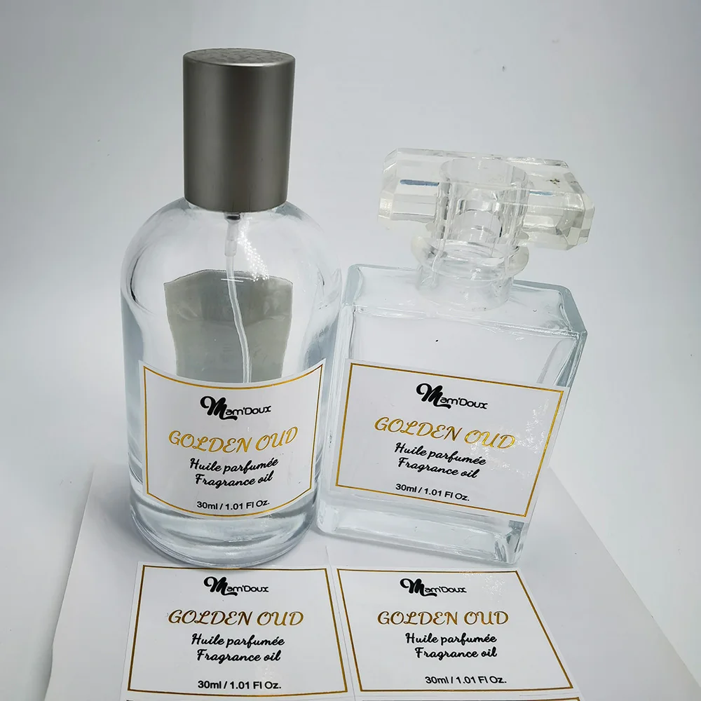 Custom Glossy Perfume Label Design  for Modern Perfume Bottles
