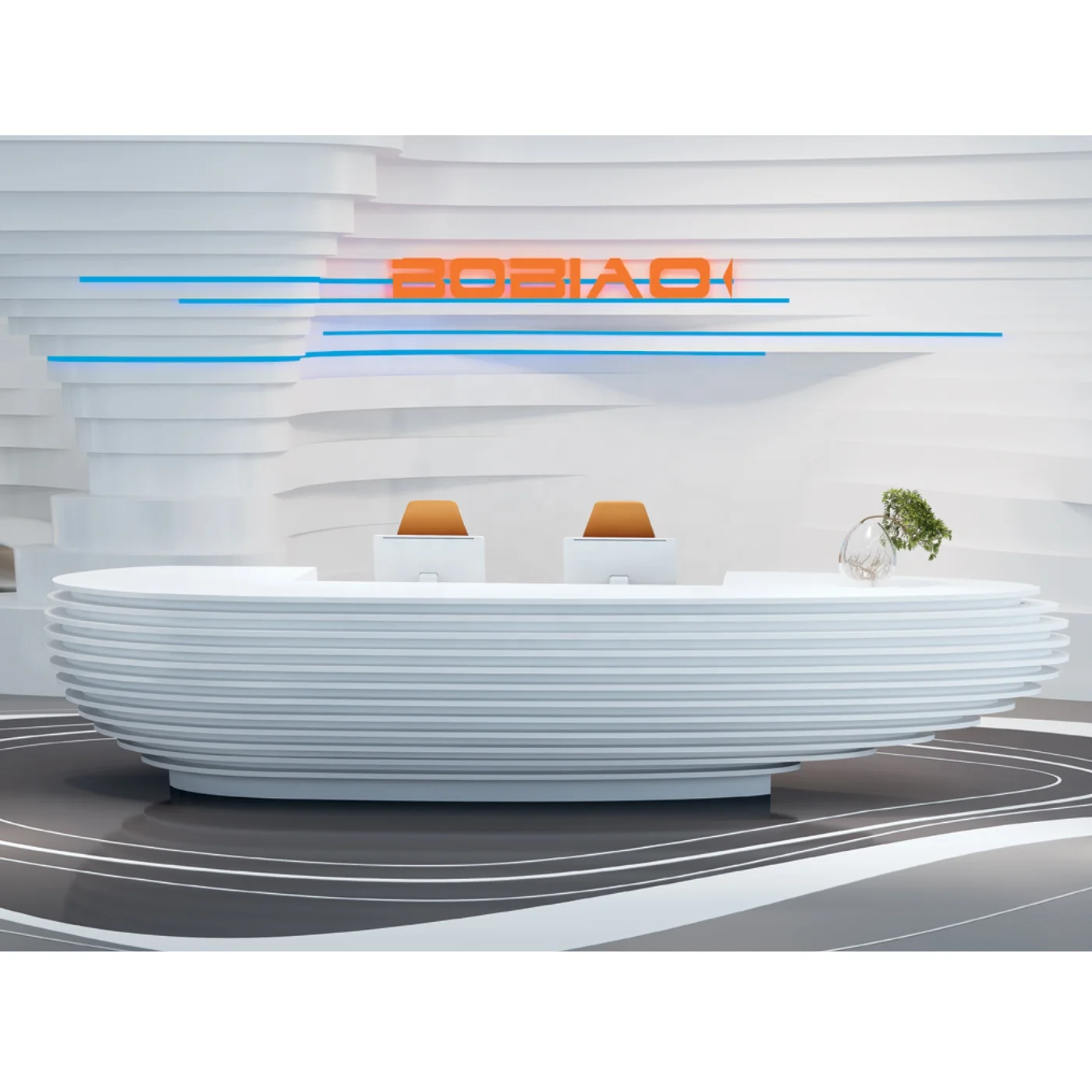 Luxury consultation receptionist glossy office front table chair fluted nail salon cashier counter glass beverly reception desk