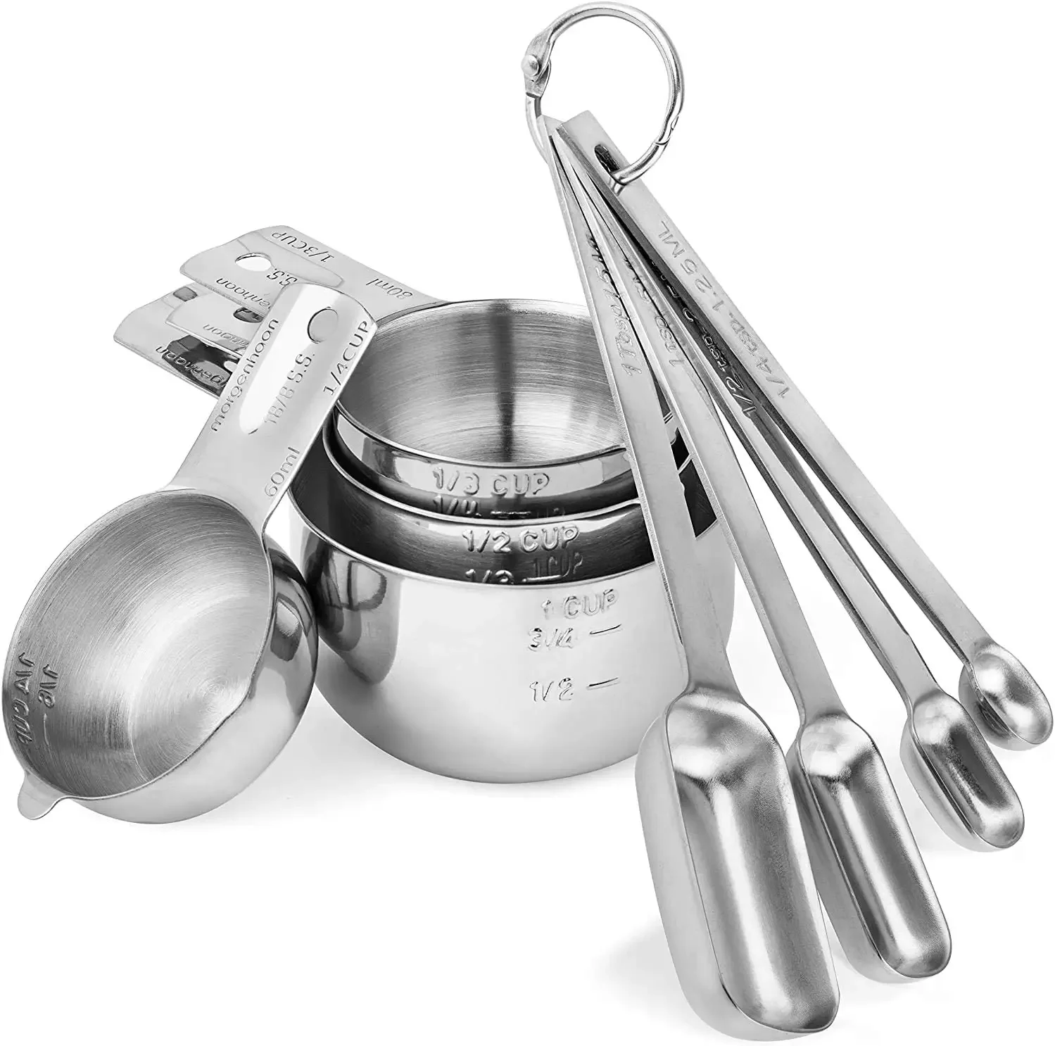 Good Quality Kitchen Gadgets 8 pieces Stainless Steel Measuring Cups with Forever Handles