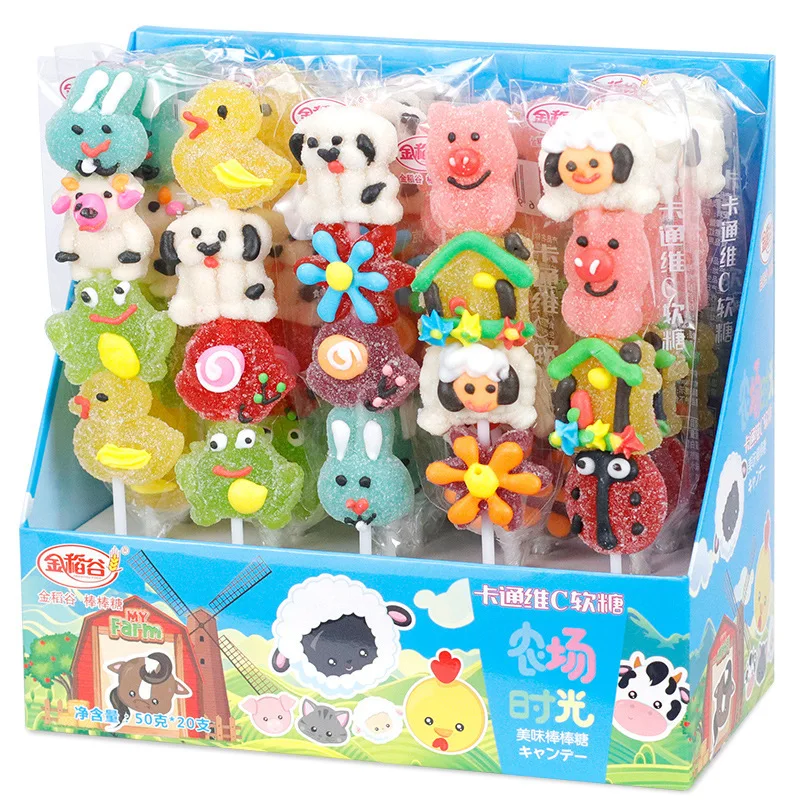 Wholesale 50G Colorful Sea World Skewer Gummy Fruit Fruity Flavours Colored Sweet Candy