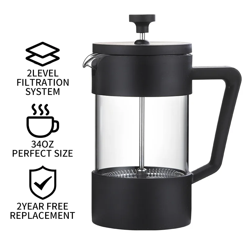 Heat Resistant Glass French Press 350/600/1000ml  Coffee Borosilicate Glass Percolator Glass Coffee Pot