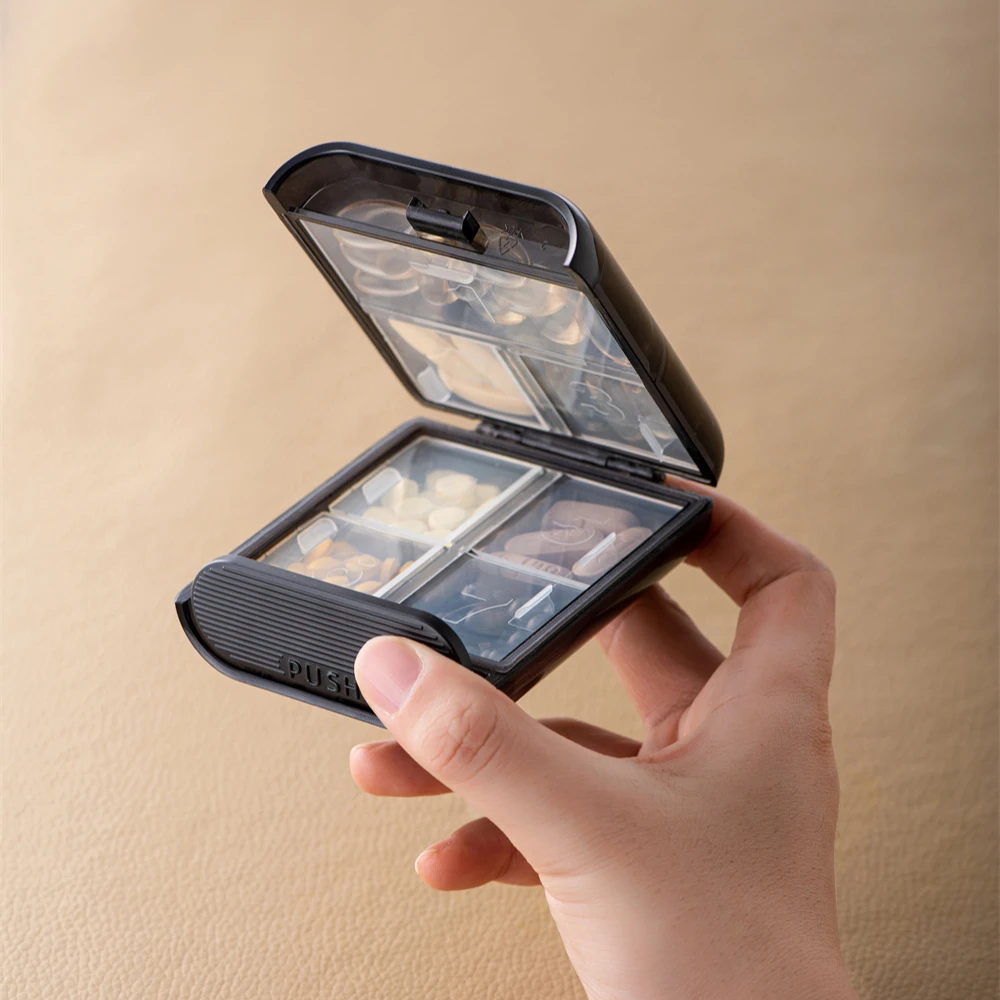 Pinmoo новый дизайн, квадратная портативная пластиковая коробка для таблеток, мини-диспенсер для таблеток, коробка, органайзер