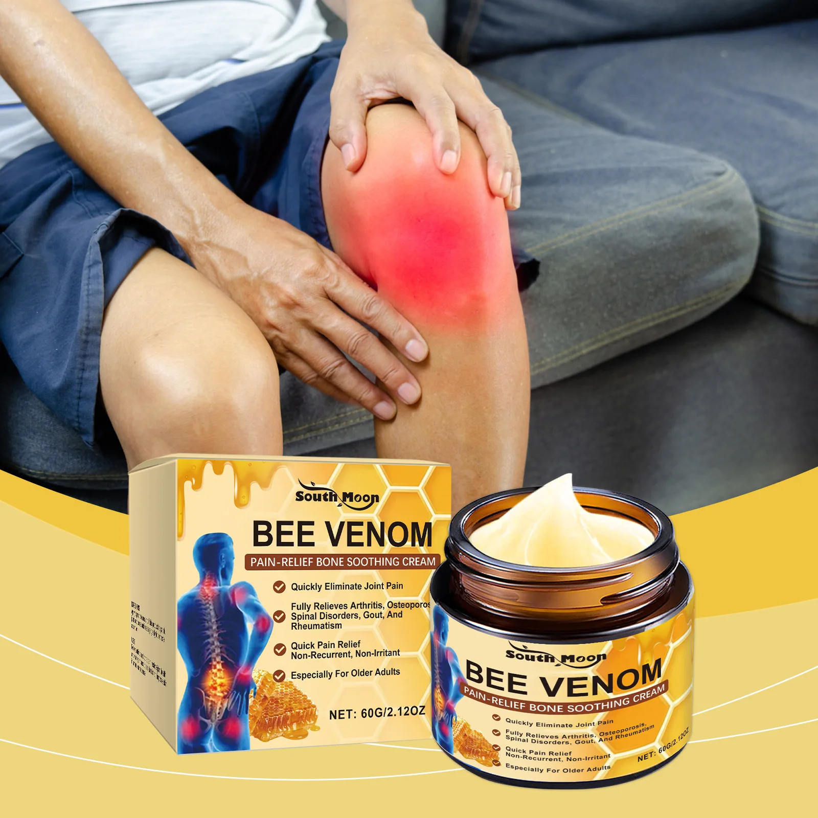 New Wholesale OEM Bee Venom Joint Pain Balm Daily Use Pain Relief Balm Organic Bee Venom Joint Care Cream For Joints