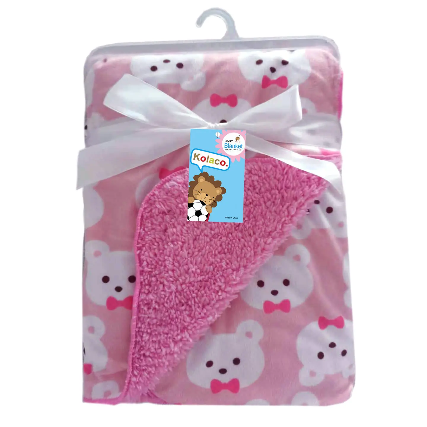 Хорошее качество, новый дизайн, дешевое детское одеяло из кораллового флиса с принтом розового медведя