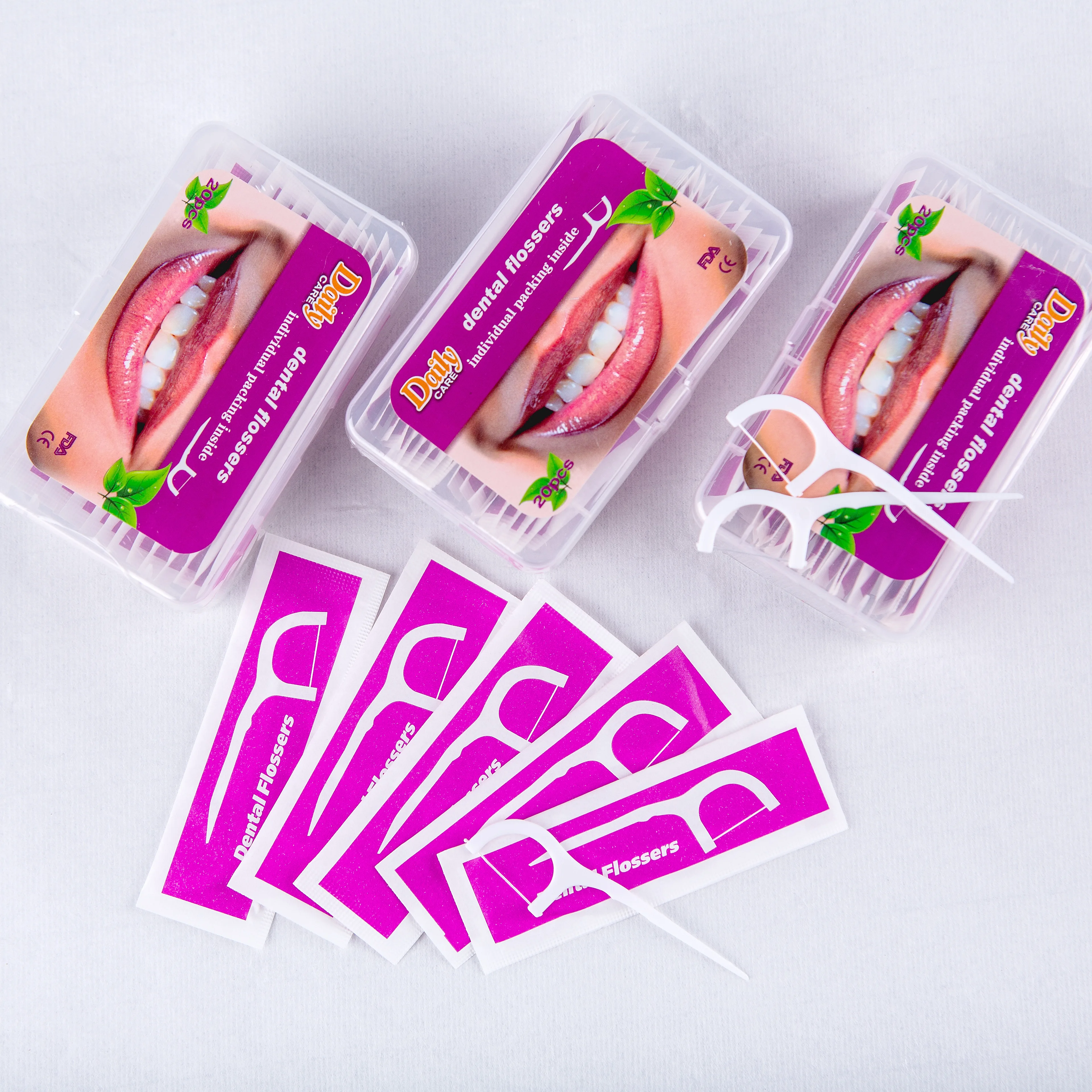 Manufacturer Plastic Dental Flosser  floss pick Individually Wrapped for Travel Hotel/Airplane