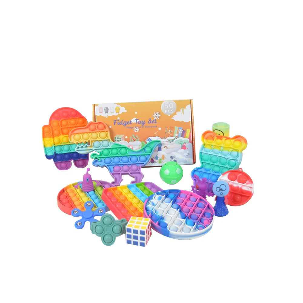 Red Gift Box Simple Silicone Pop Bubble Fidget Toy Sensory Fidget Toys Set