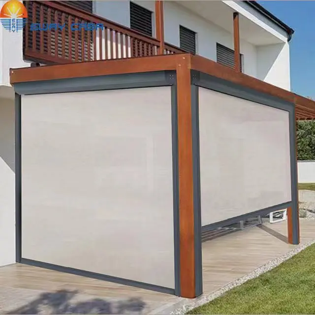Outdoor Zip Track Blinds Smart Home Cordless Remote Control Roller Shades Motorized Windproof Waterproof LY-ORB-MC