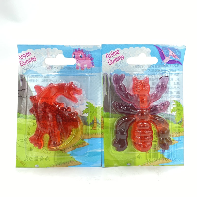 halal gummy candy sweets 5D dinosaur animal shape fruit jelly soft candy for Kids