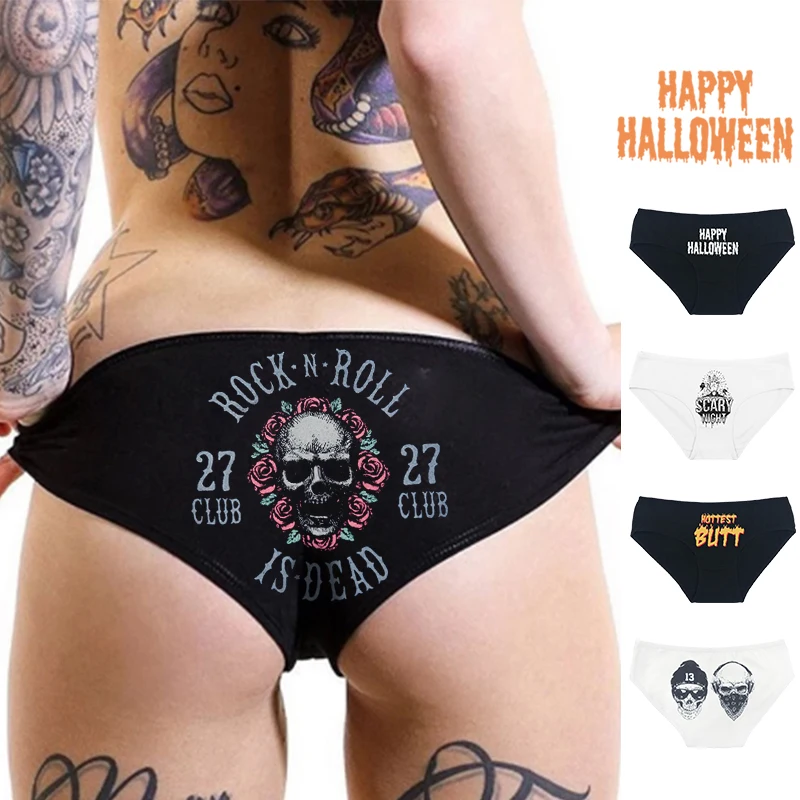 2023 Custom Sexy Adult Women Scary Cartoon Anime Halloween Costume Ladies Cotton Underwear Photo Printed Panti Panty For Girls