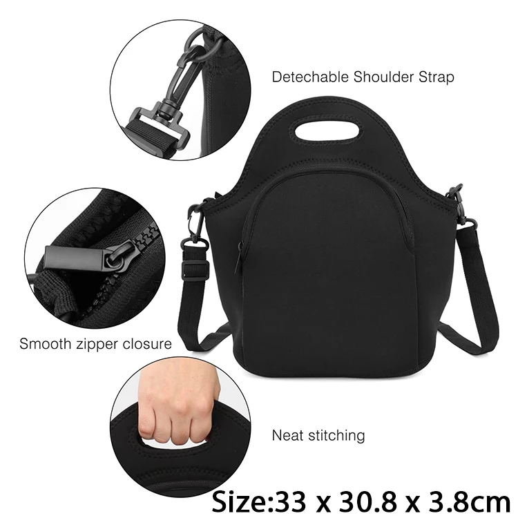 Custom Printed Lunch Bags For School Travel Work Sublimation Blank Neoprene Insulated Cooler Bag Reusable Food Carrier Tote Bag
