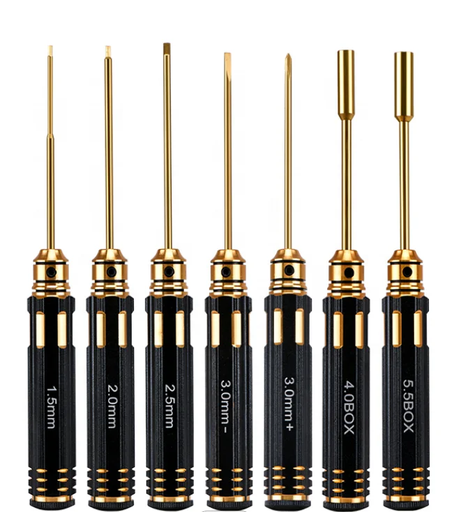 7-piece titanium plated precision screwdriver set Hex/Torx/Socket/Slotted for RC model maintenance and disassembly tools