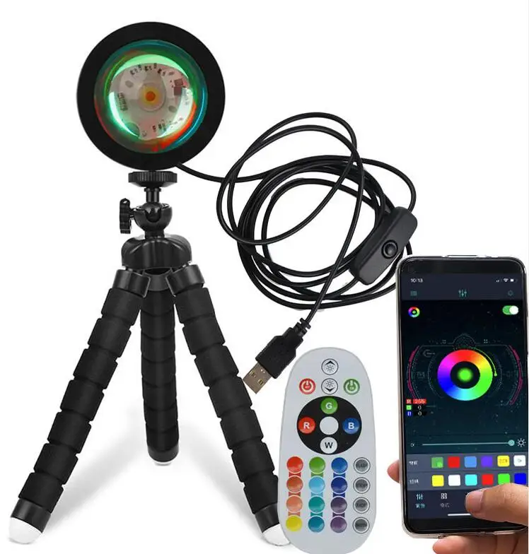 16 Colors Remote Control Night Light Sunset Projector Lamp for Decorating Home Coffee  Shop