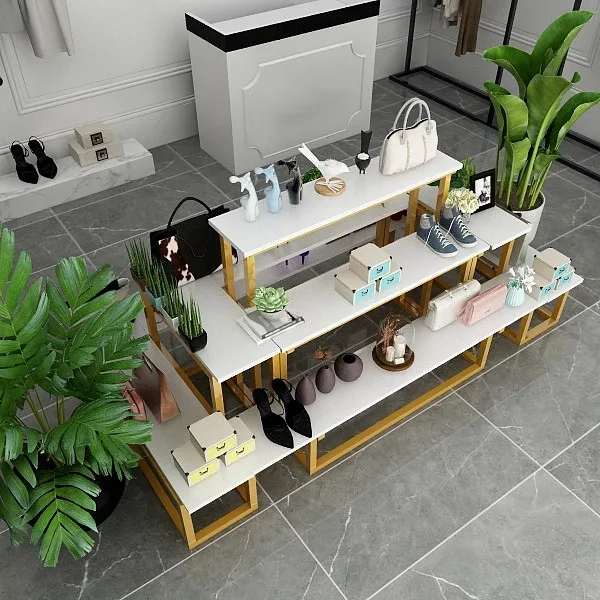 Hotel buffet restaurant display racks 5-tier high & low display table set clothing shop metal middle display stands