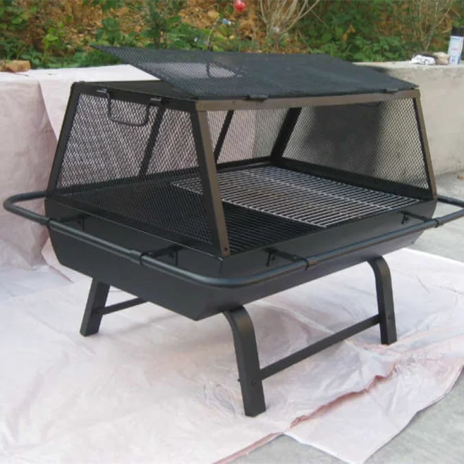 Уличная прямоугольная металлическая костра 36 дюймов, большая Деревянная горелка для внутреннего дворика и заднего двора, прямоугольная костра, уличный гриль для барбекю и барбекю