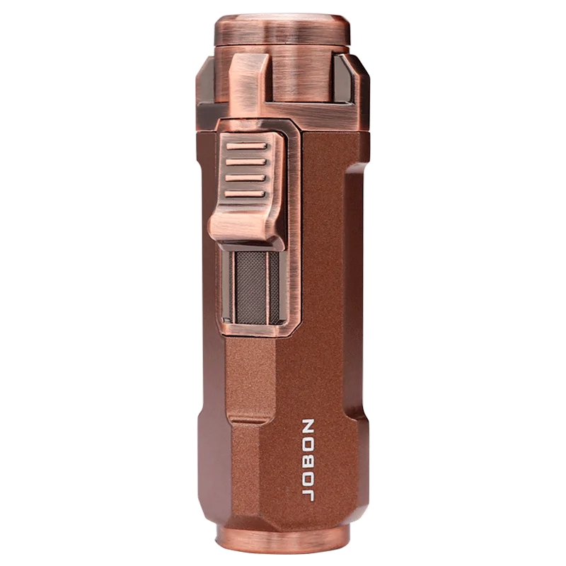 JOBON Custom logo Customized Metal Smoke Wholesale Cigar Cigarette Triple Butane Gas Jet Flame Torch Lighter