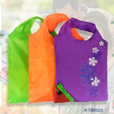 Chiterion Fashion Mini Promotional Foldable Reusable RPET Fruit Strawberry Shopping Tote Bags Grocery Shopper Pouch Storage Bags