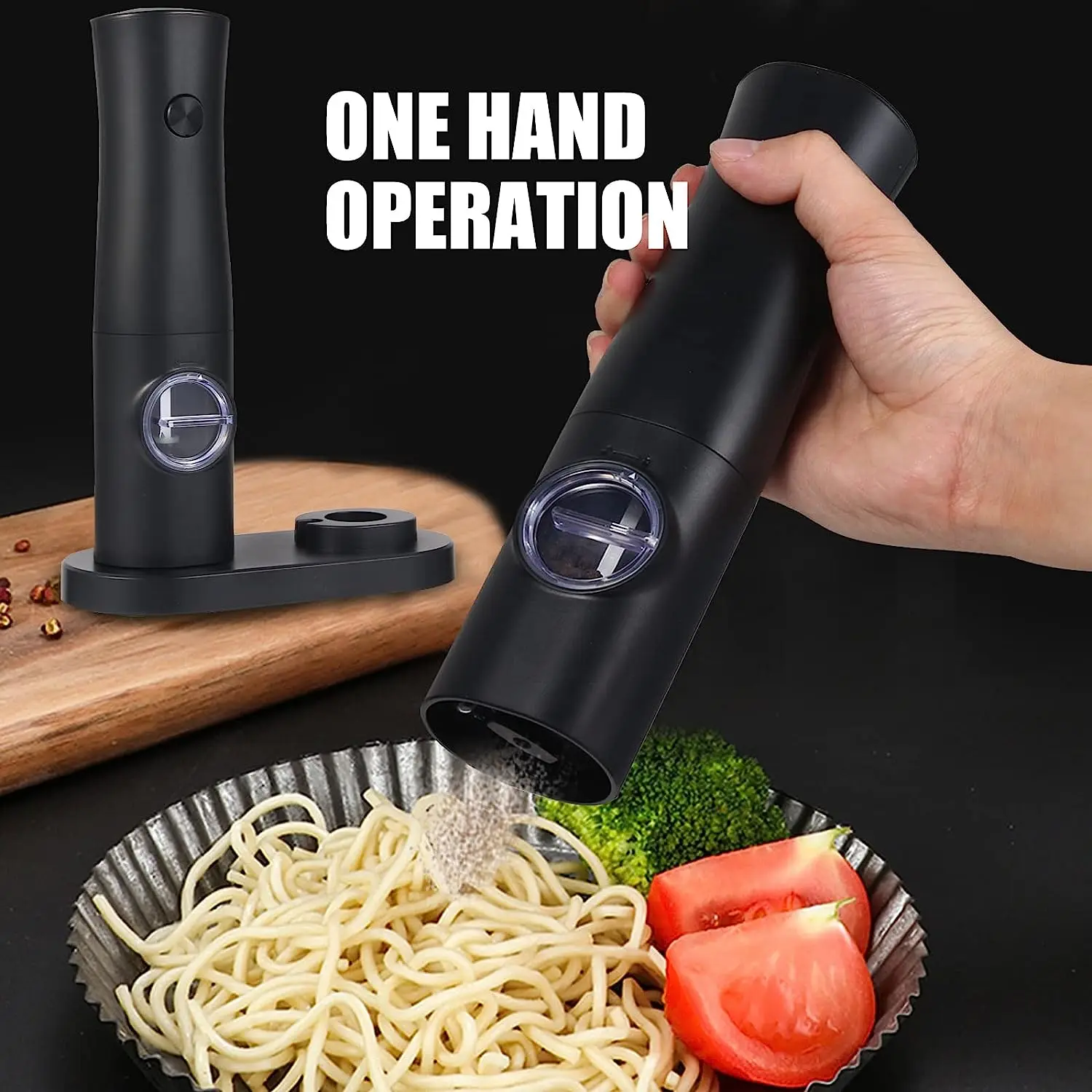 BST Type-C Electric automatic USB rechargeable salt and pepper grinder mill set with charging base LED light