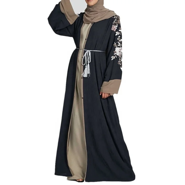 
Fashion embroidered floral latest long sleeve dubai abaya women muslim dress 
