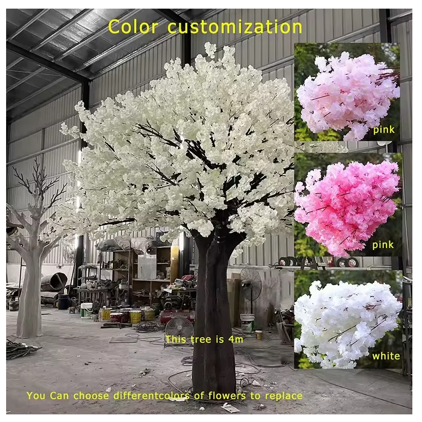 Large Artificial Cherry Blossom Tree Faux Sakura Tree Fake Big Peach Blossom Tree for indoor Wedding Romantic Decoration
