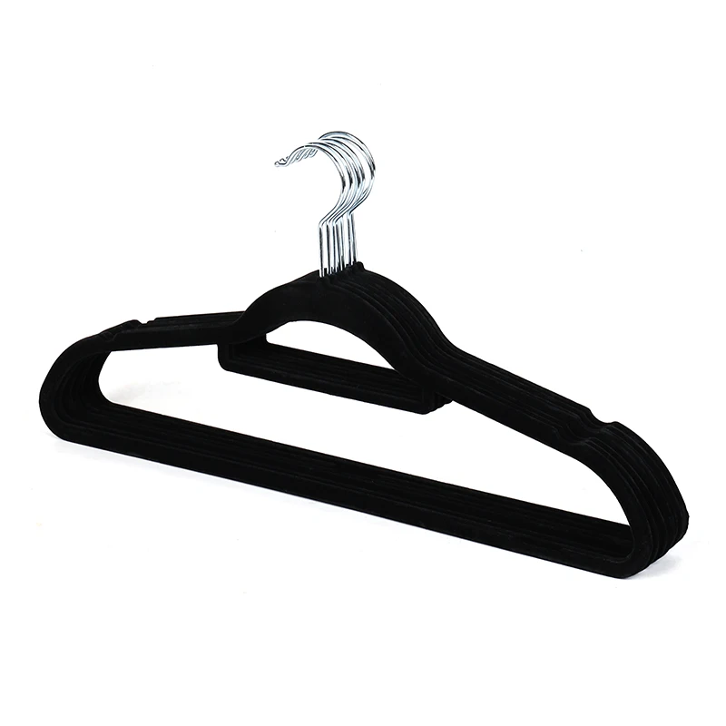 Adjustable Velvet Flocked Hanger Silver Plated Swivel Hook Hanger Wholesale Clothes Hangers