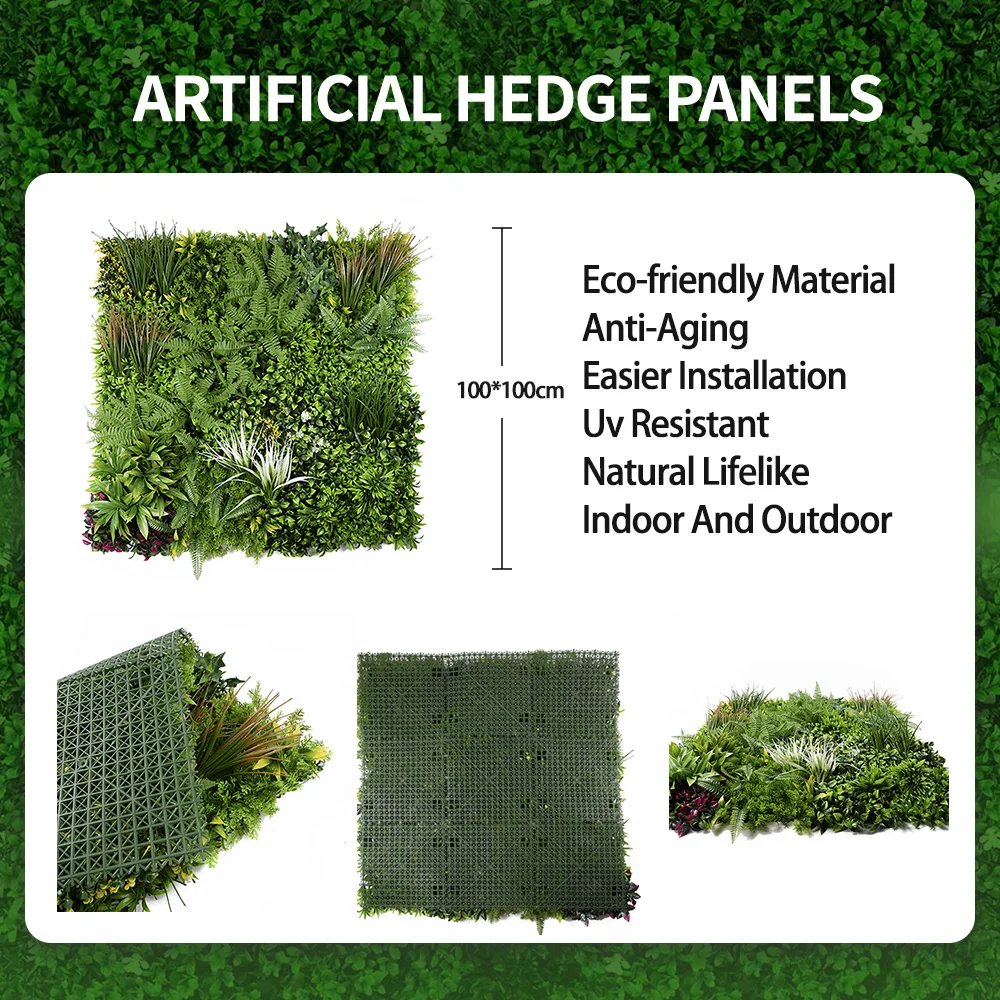 Garden decoration hanging faux artificial hedge panel foliage green grass leaves plant wall