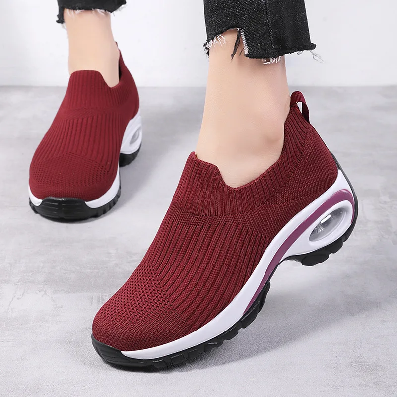 Best Seller Women Shoes Woven Fabric Upper Stretchy Zapatos Air Cushion RTS Summer Women Casual Shoes Trendy