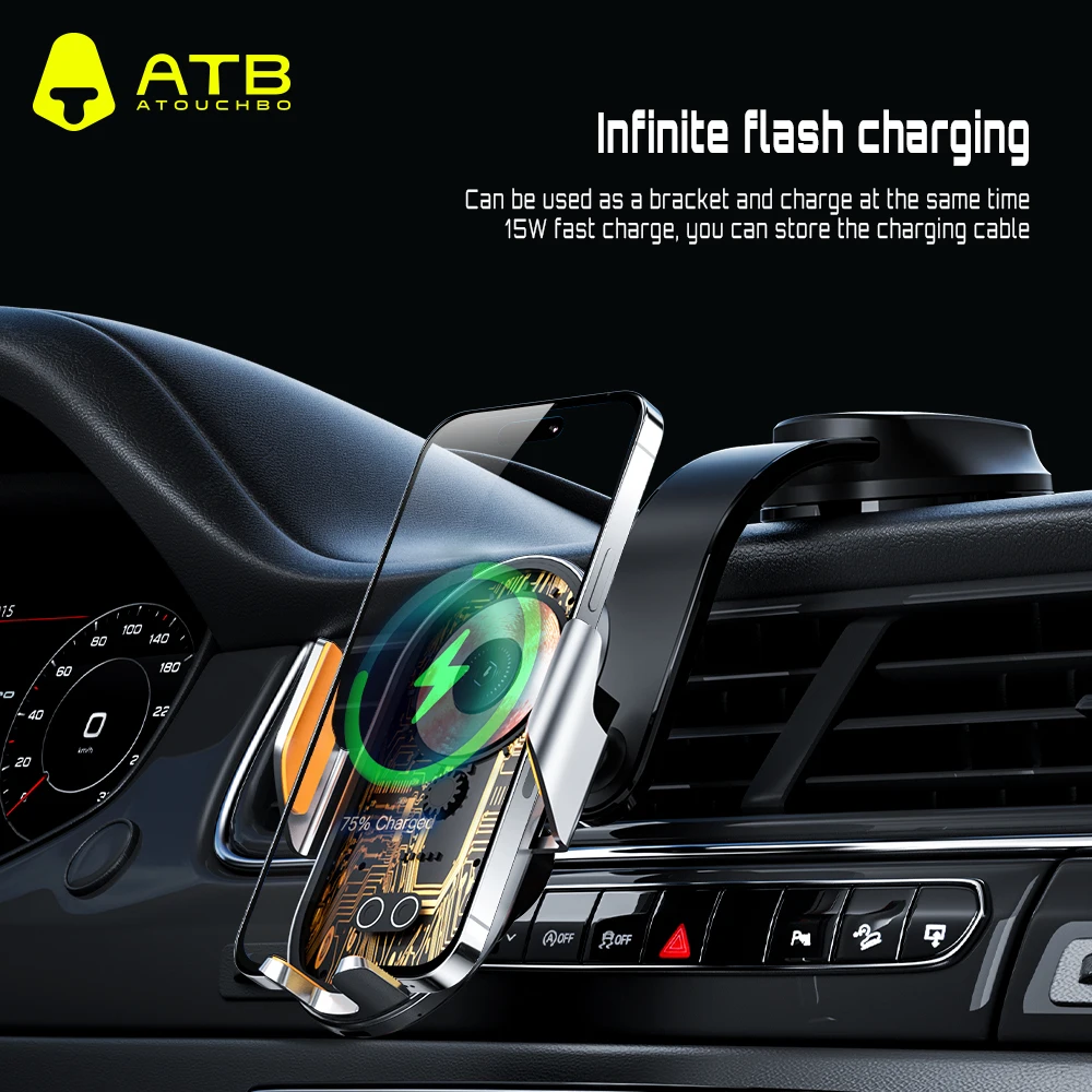 Phone Holder For Car Universal Dashboard Car mobile Phone Holder Magnetic Wireless Charging Phone Holder For iPhone 15 Pro Max
