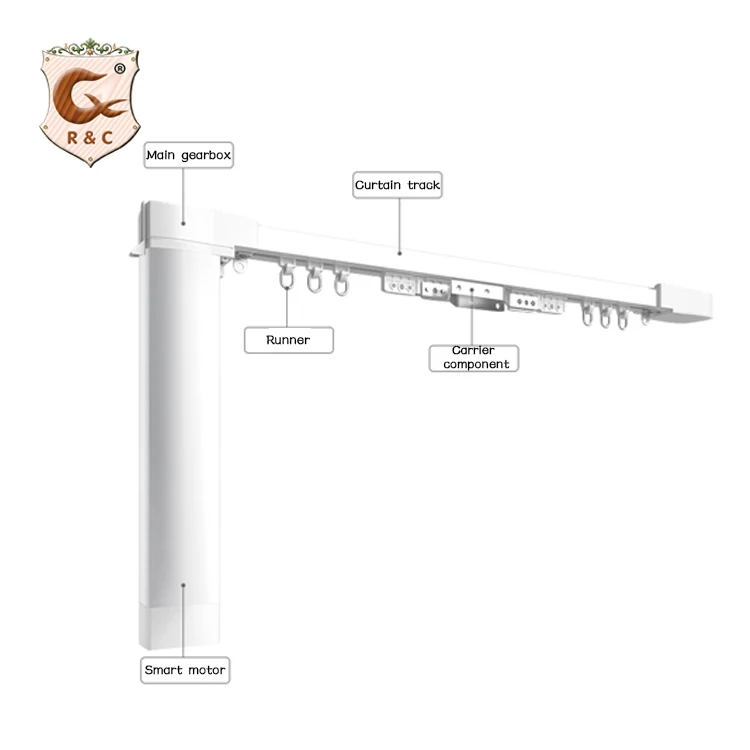 Wholesale Custom R&C Motor Ceiling Curtain Track Motorized Curtain Rail Track