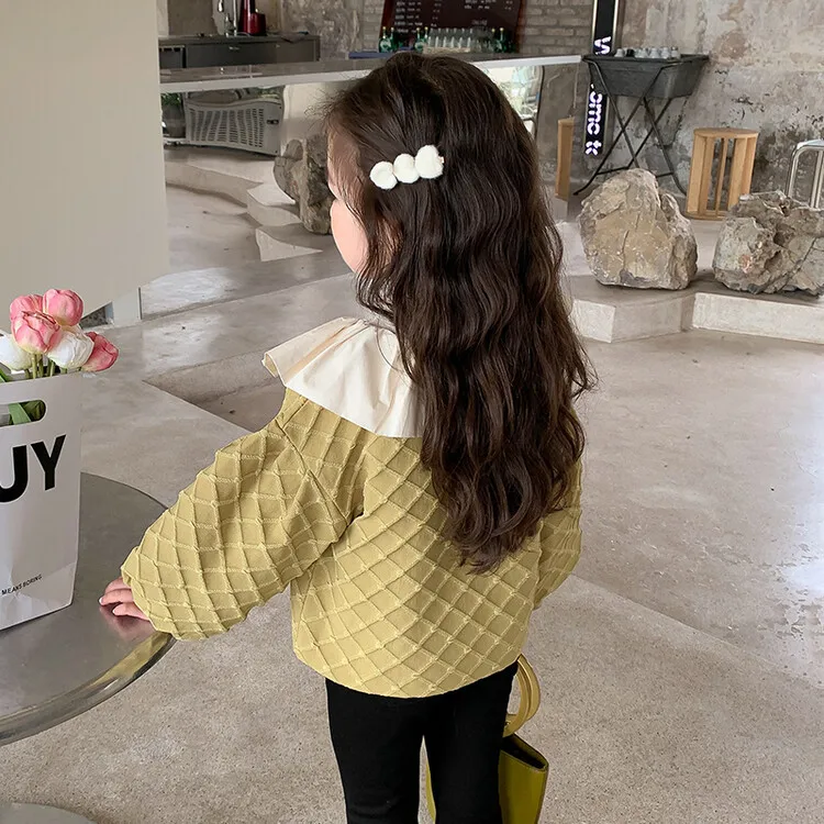 New Korean Style Spring Autumn Children Outwear Puff Sleeve Jacket Sweet Princess Baby Girl Coat