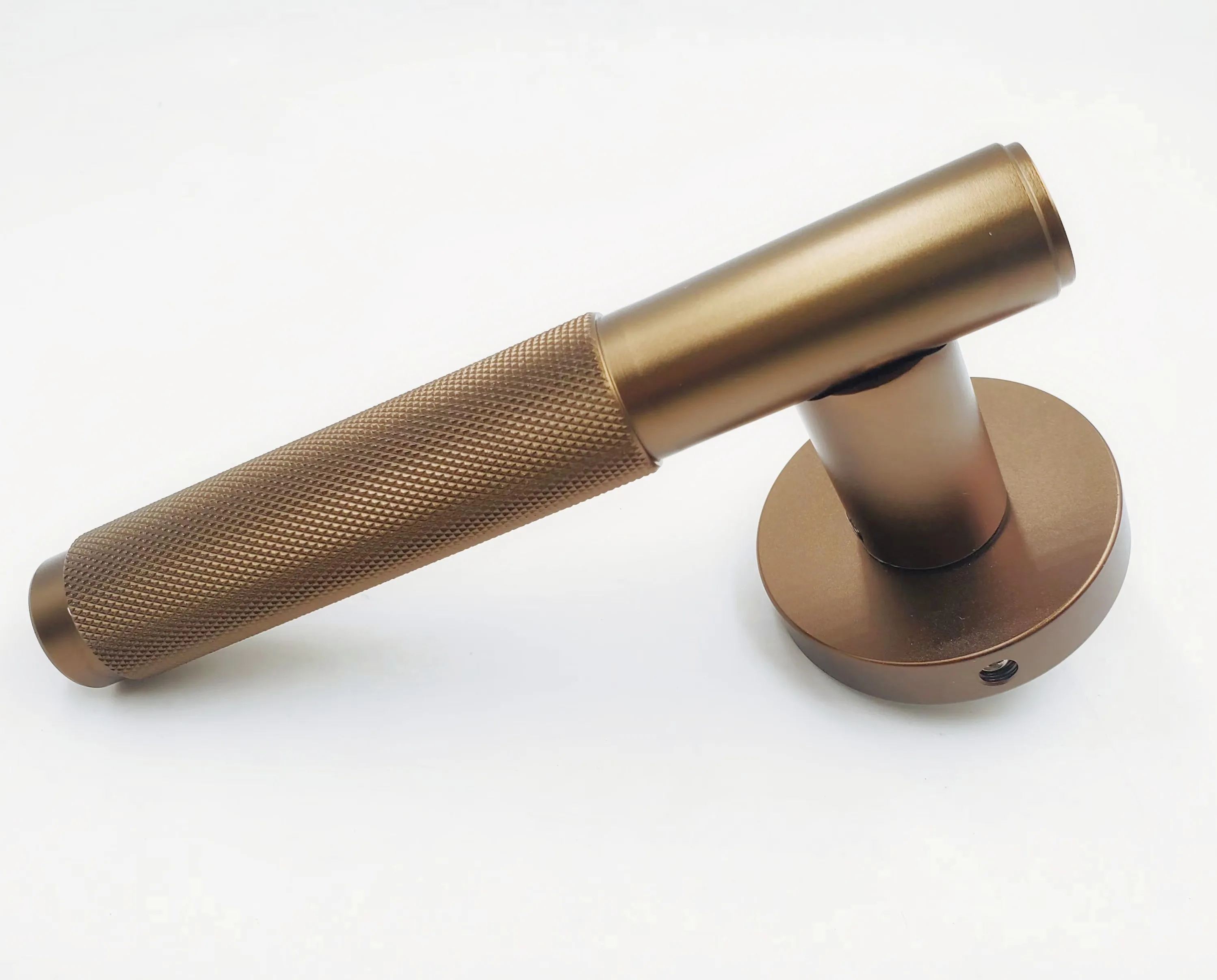 Solid knurled aluminum heavy duty wooden door handle lock privacy door handle