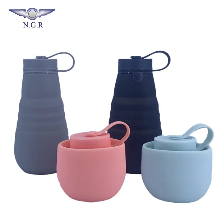 Factory hot selling Eco friendly silicone collapsible sports drinking water bottle