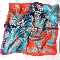 High Quality Elegant Hair Scarf Silk Square Embroidered Silk Scarf for Women