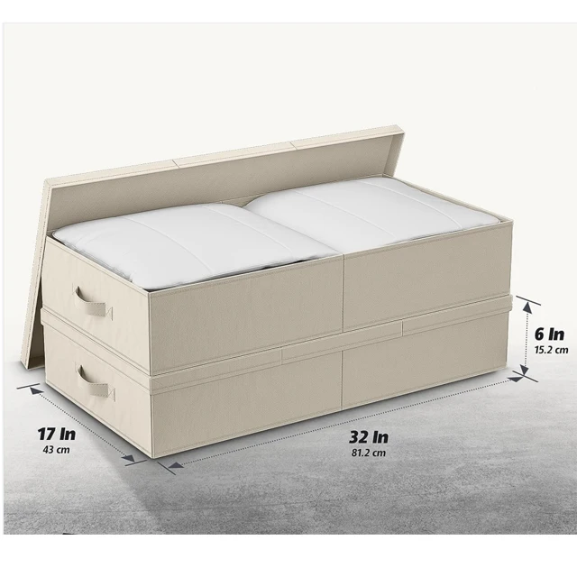 Foldable Under Bed Bags Large Under Bed Storage Boxes Thick Breathable Underbed Clothes Storage Bags Zippered Organizer