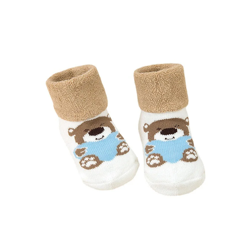 
New design unisex baby striped slip shoes newborn new born set korean designer Winter thick floor socks 