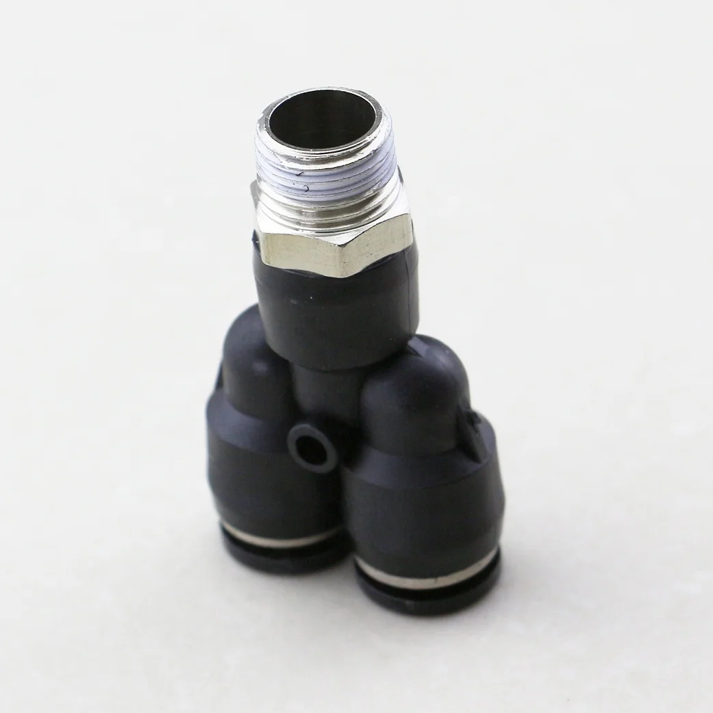 PX PYB Three Way Quick Connect One Touch Air fittings Pneumatic Male Thread Brass Nickel Plated Y Tee Pipe Fitting