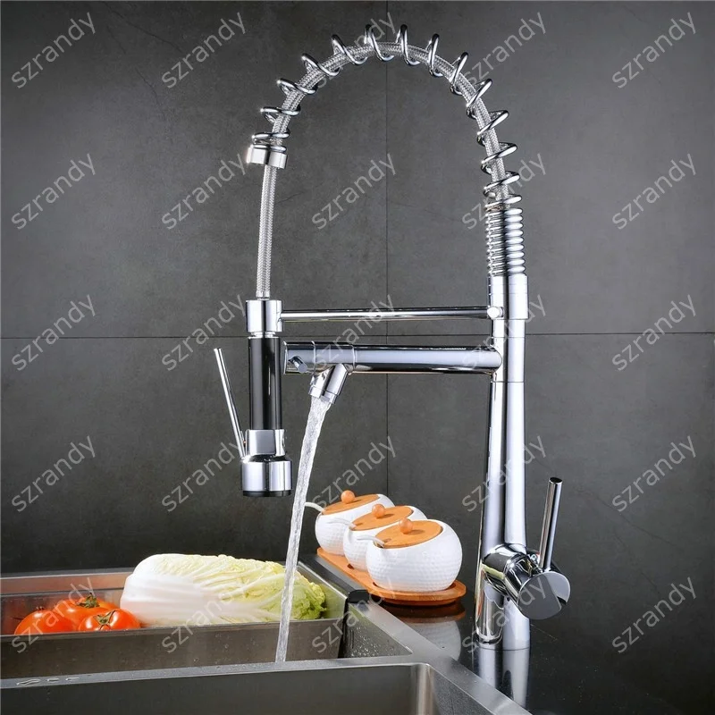 Universal Chrome Finish Pull Out Spray Spout Laundry Tub Faucet