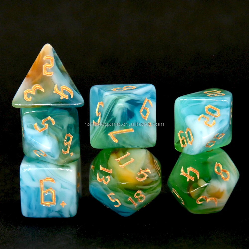 HS Dice Blend colors  Polyhedral DnD Mixed Color Dice 7pcs Set for RPG Dungeons and Dragons Board Games