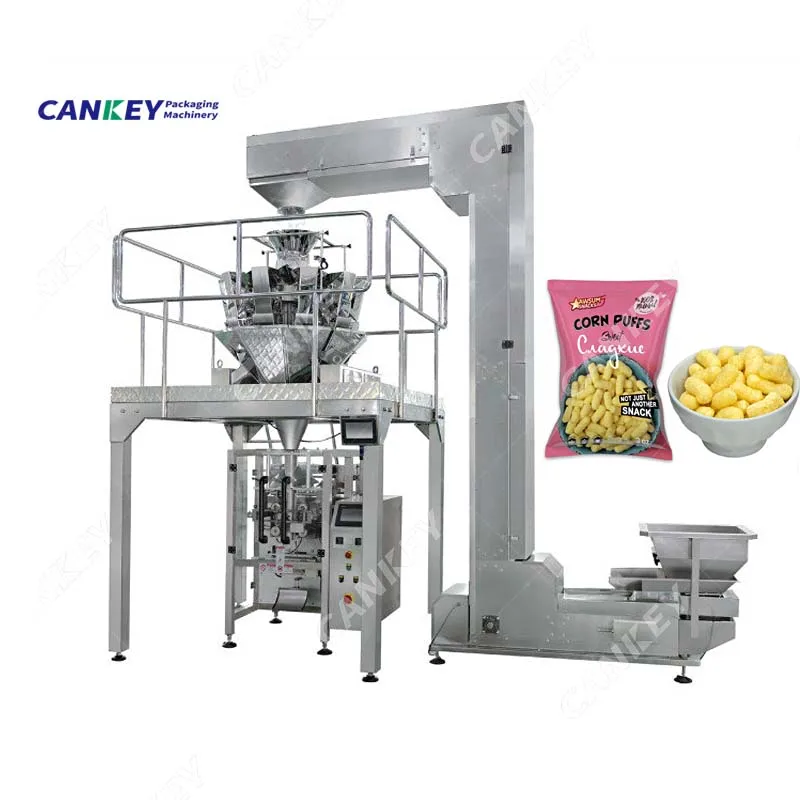 Automatic Multi Head Weighing Food Puffed Corn Snacks Packing Machine Rice Low Price