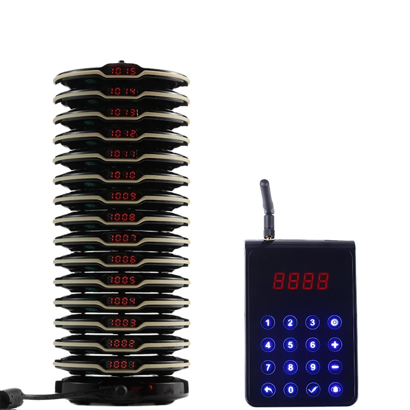 Устройство для вызова в ресторане BYHUBYENG, 15 пейджеров, 1 база для зарядки, 1 передатчик CE FCC, дальность действия 3000 м, система пейджера