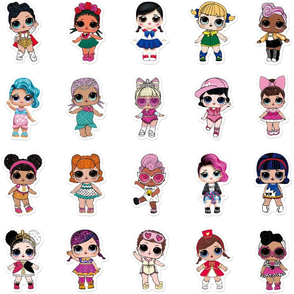 wholesale korean children guangzhou customized design 50pcs product sheet self adhesive decal pvc mini paper doll sticker