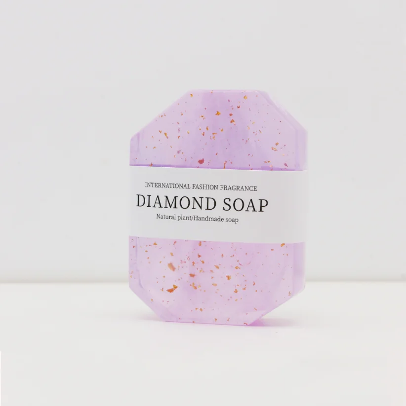 Hot selling OEM Private Label Diamond Soap face body  cleaning whitening 24k Gold Foil Handmade Soap