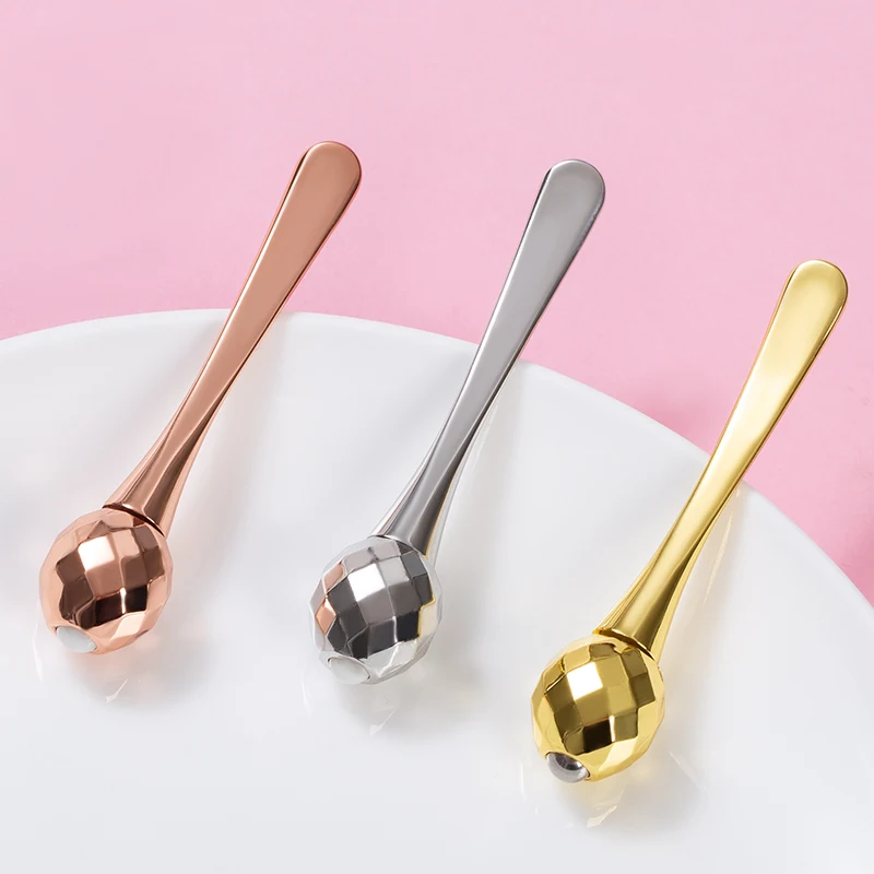 Custom Logo Makeup Face Spoon Gold Metal Eye Cream Applicator Facial Massage Cosmetic Spatula