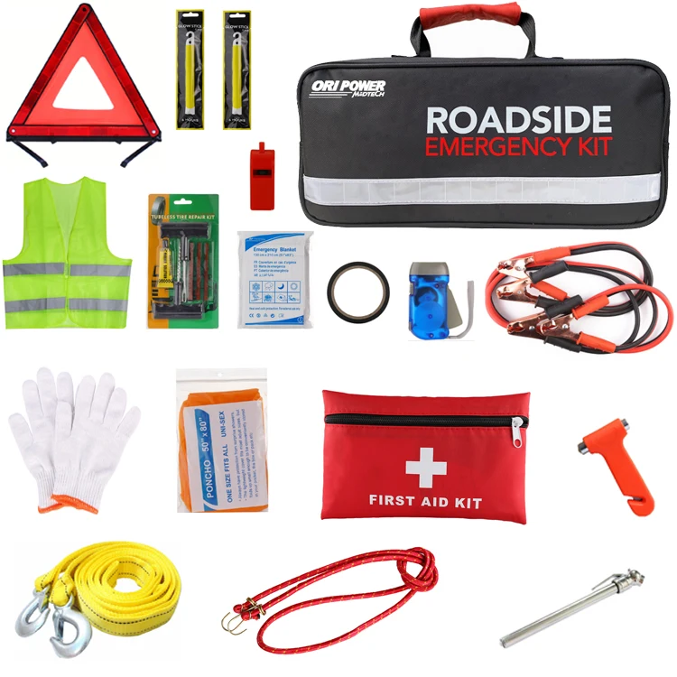 oripower 2023 hot selling roadside assistance auto car emergency kit tool bag car first aid kit with medical accessories