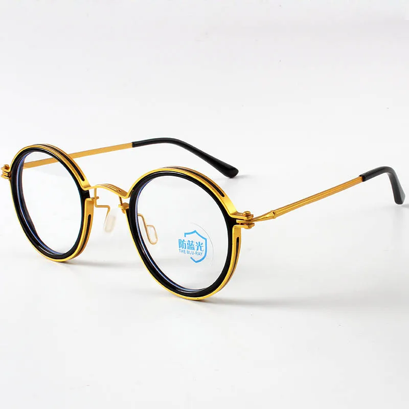 Retro Round Black Eyeglasses Frame Anti-blue Light Men Trend Vintage Optical Frame Computer Glasses Wholesale
