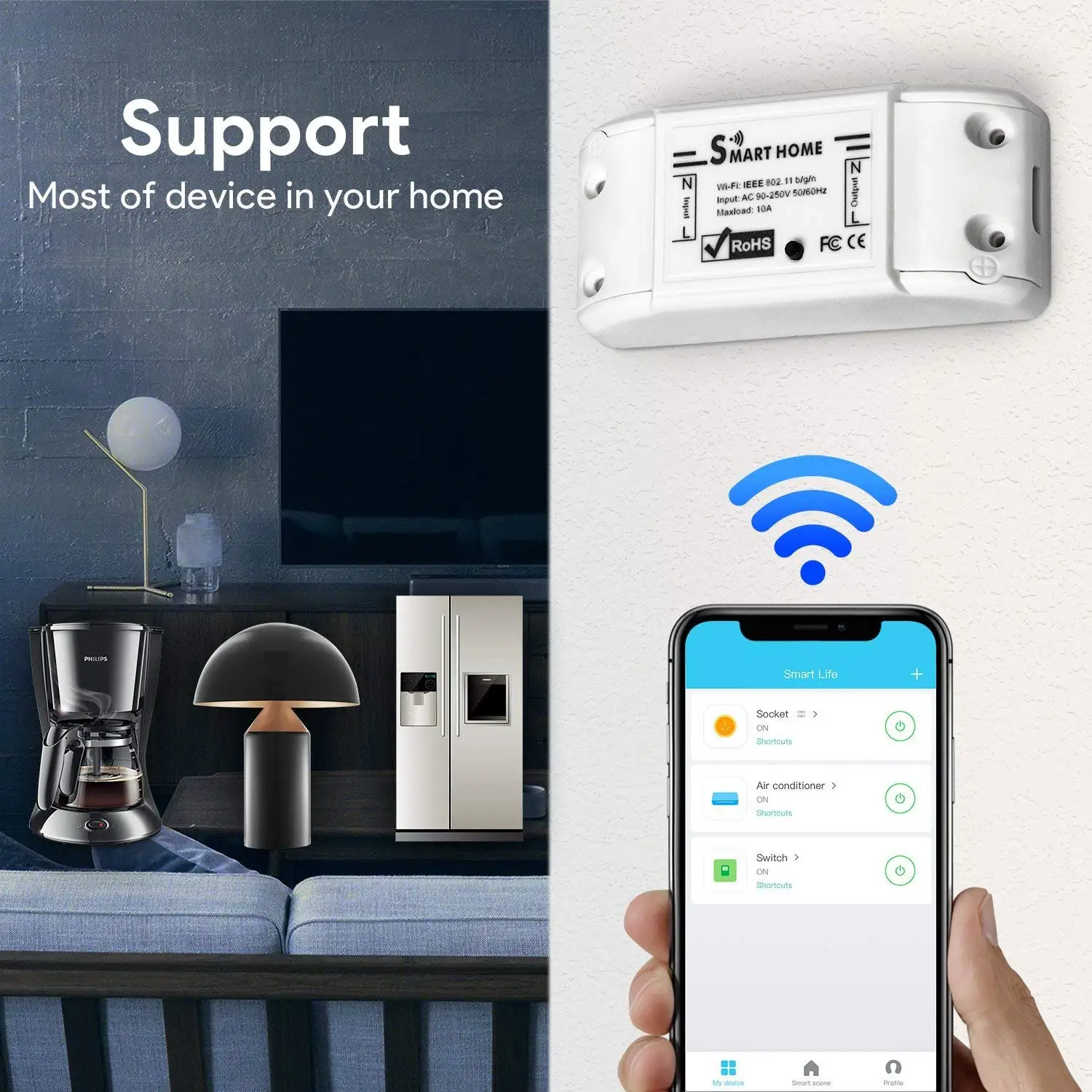  Умный выключатель tuya с поддержкой Wi-Fi и таймером 10