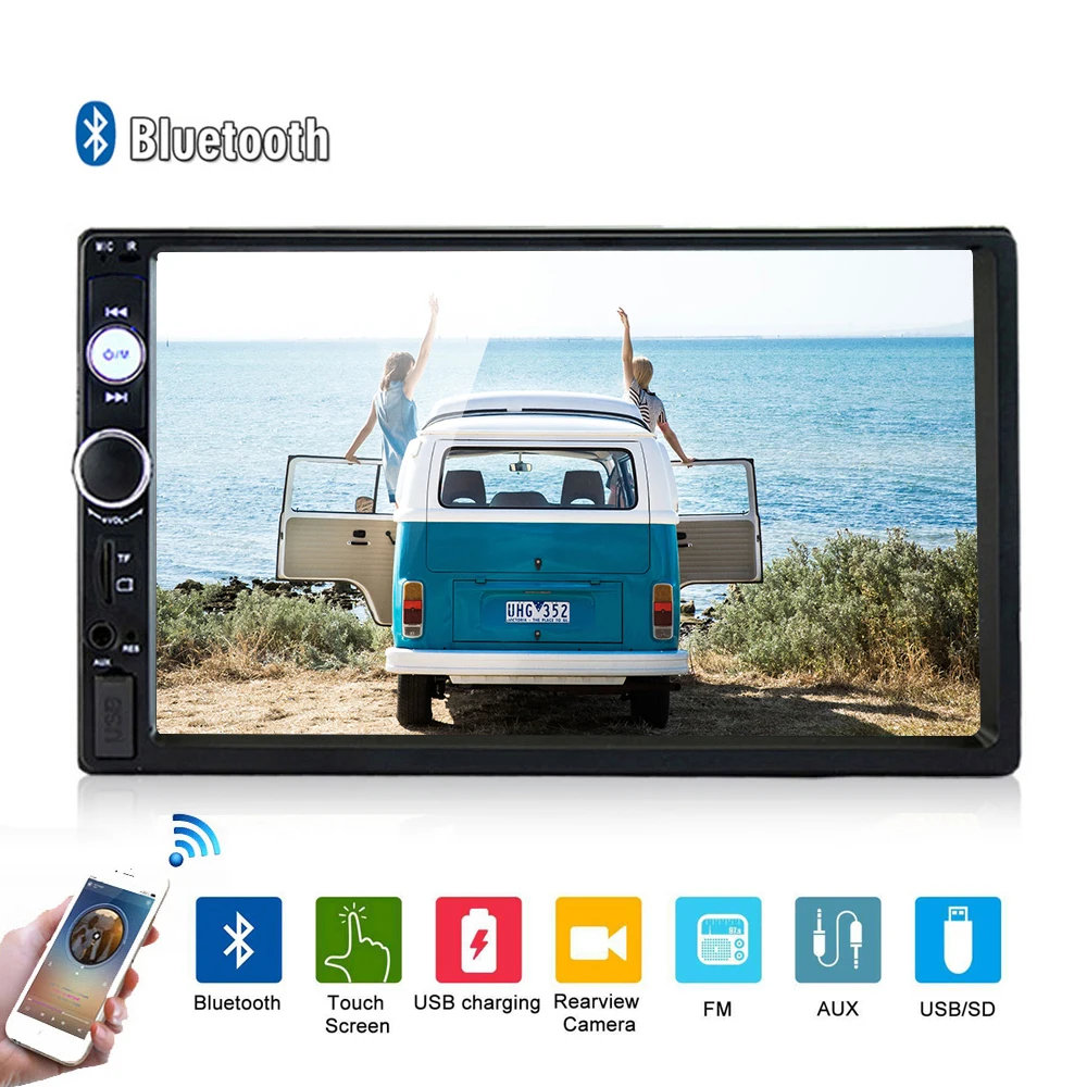 Автомагнитола 2 Din 7010B, мультимедийный плеер с сенсорным экраном 7 дюймов, с поддержкой bluetooth, FM, USB, SD-карт, с функцией подключения к телефону