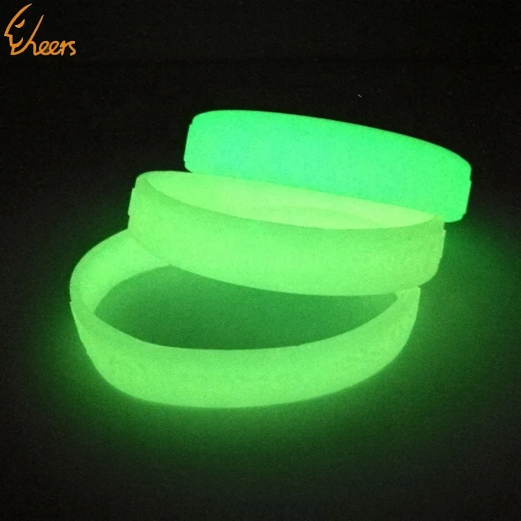 Promotional Wrist Band Silicone Fluorescent Custom Rubber Wristband Set Bracelet Luminous Glowing Glow