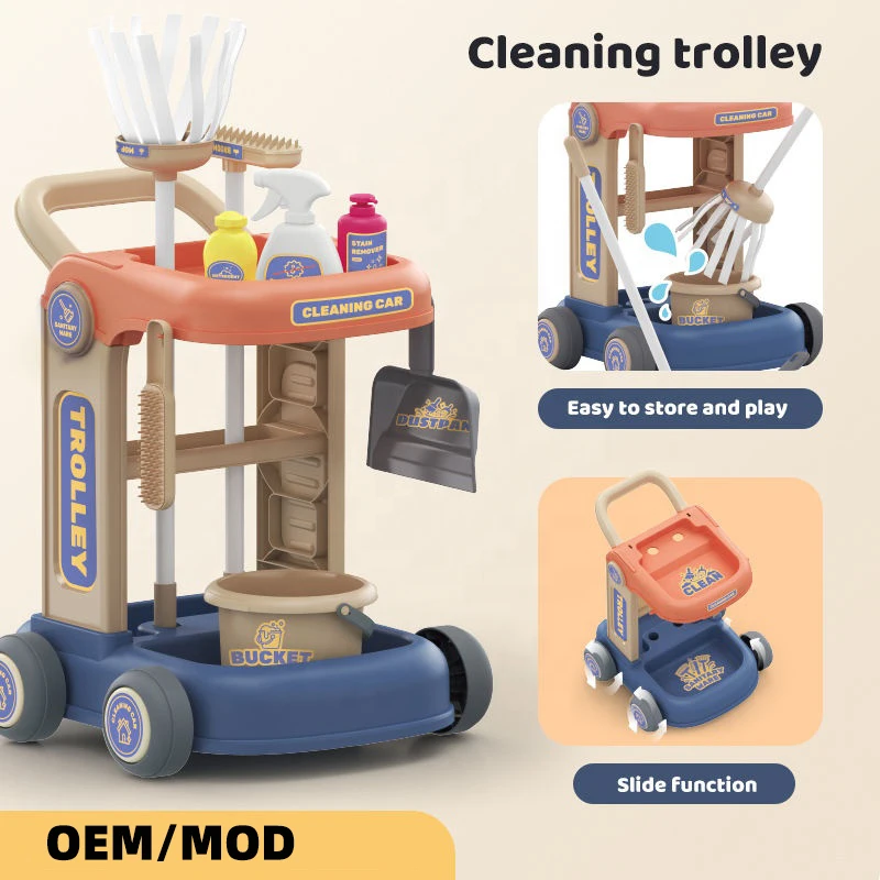35pcs DIY Cute Sanitary Ware House Keeping Hand Carts Trolleys Role Play Pretend Play Kids Cleaning Toy Set Kitchen toy
