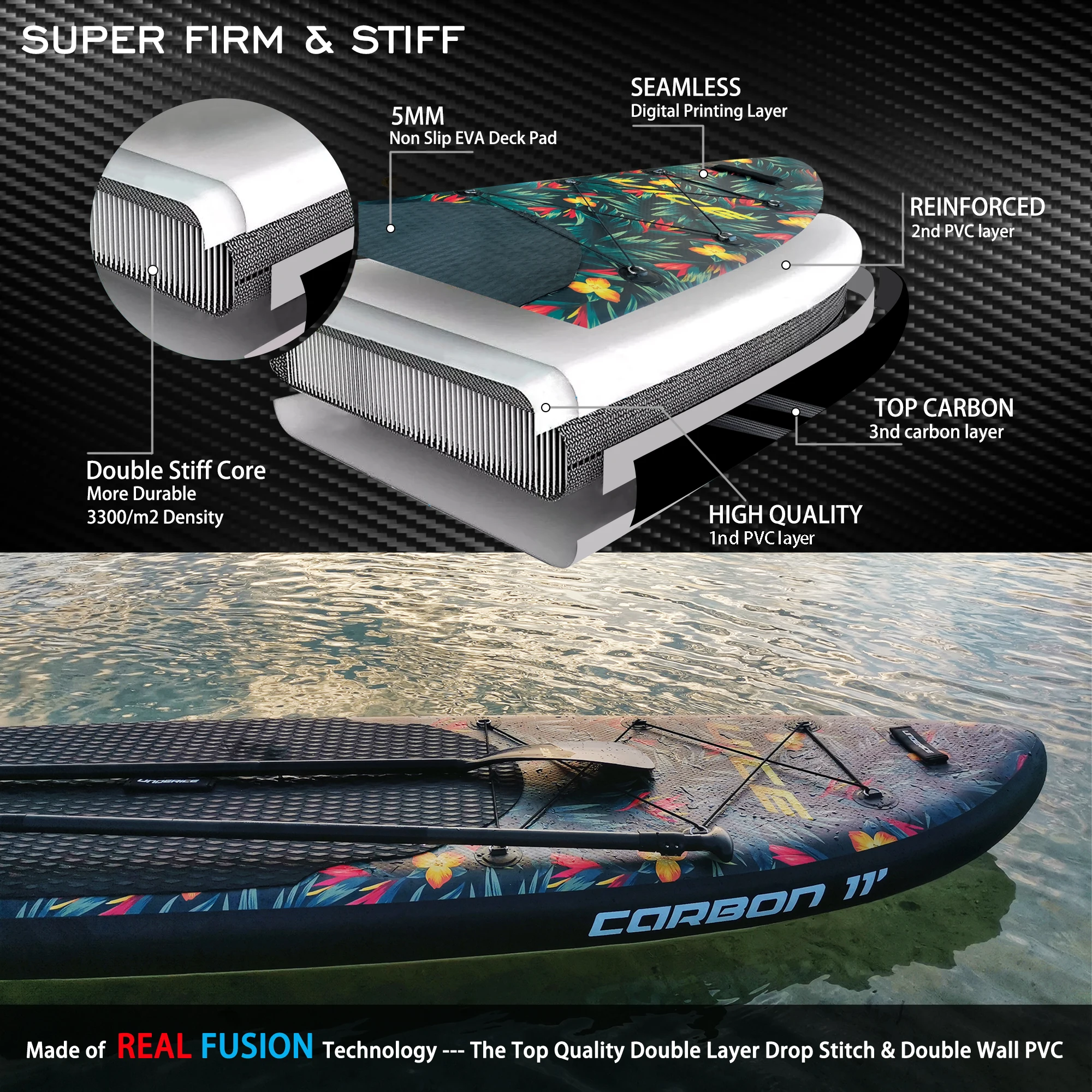 UICE High Quality Inflatable Paddle Board Full Carbon SUP Board Inflatable for Kayak Fishing Yoga Surf