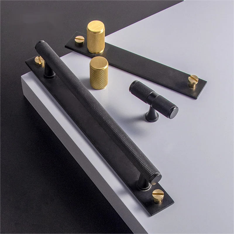 Customize Modern Copper Handles Knurling Minimalist Wardrobe Drawer Shoe Cabinets Door handles Black Gold Brass Handles